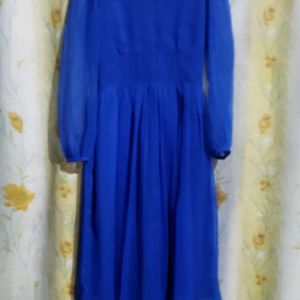 Stitched blue long dress