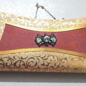 Golden Shine Clutch For Party