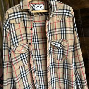 Zara Oversized Checked Cotton Shirt