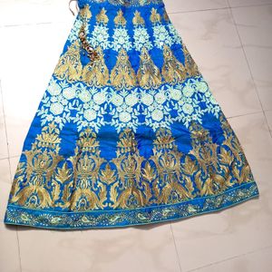 Pista Green & Blue Lehenga Choli💙