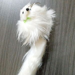 White Dog Keychain