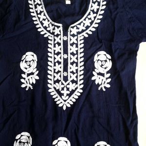 Navy blue new embroidery kurta