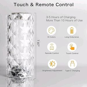 Rose Diamond Usb Charging Table Lamp