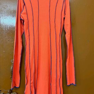 Savana Bodycon Ribbed Orange Dress