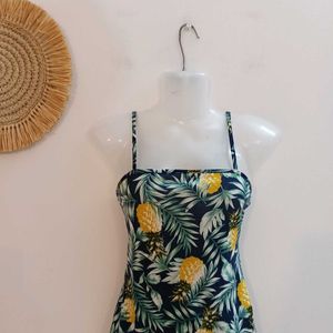 Shein Tropical Pineapple Palm Print Dress