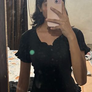 cute korean black fitted top for women