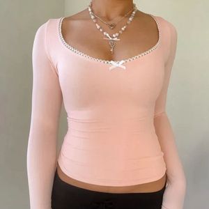 pink solid lace inserts fitted top