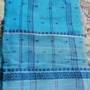 Beautiful Cotton Blue Colour Tant Saree