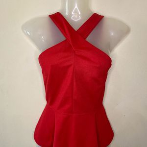 Red Peplum Croptop