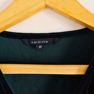 Westside Bottle Green Velveteen Dress