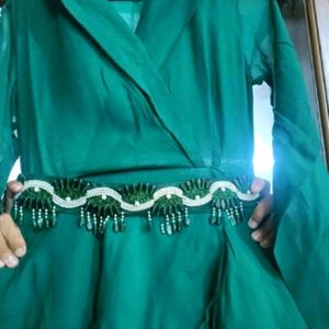 Green Peplum Dhoti Coord Set