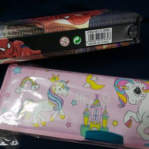 Unicorn And Spiderman Pencil Box