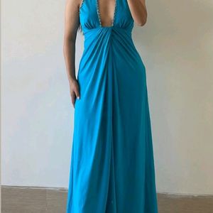 Blue Flared Maxi Dress