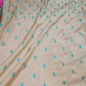 New Cream Georgette Saree