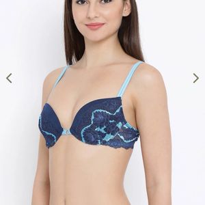 Clovia Dark Blue Lace Full Coverage Under-W