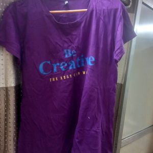 Purple Regular Casual Wear Printed Tshirt