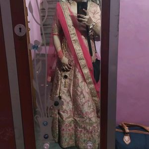 peach colour beautiful lehenga with embroidery work and hand work with heavy can can