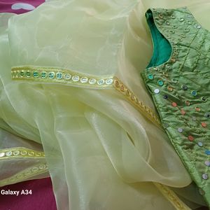 Organza Fabric Saree With Stitched Designer Blouse