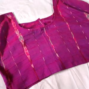 Purple Thread work Cotton Blouses Women Choli Used