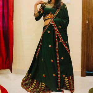 Designer Bottel Green Lehanga For Mehendi Function