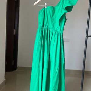 One Shoulder Emerald Green Maxi Dress