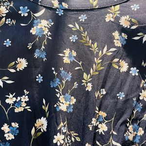 L | Floral Navy Blue Midi Dress