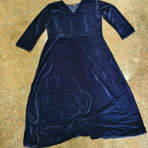 Velvet Navy Blue Dark Gown