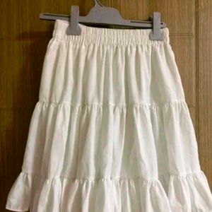white tiered mini skirt