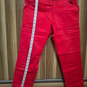 Red Trouser Pants Slim