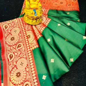 *Lichi silk saree with zari weaving work*