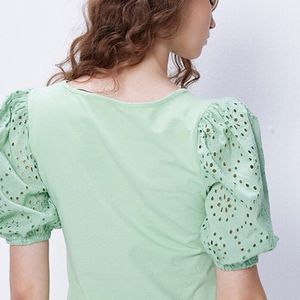 Pista Green Schiffli Top