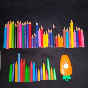 Pencil Colours,Crayons, Pouch, Paper Cutter