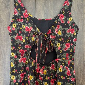 Styled Back Multicolour Sleeveless Frock