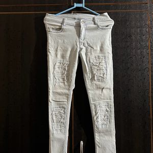 Iceblue Distressed Skin Fit Jeans