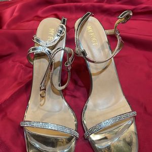 Silver Embellished Comfortable Heel