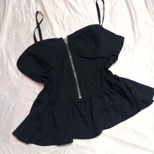 Korean Black Peplum Genz Top (Women)