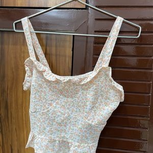 Floral Crop Strap Top With A Cute white Shirt