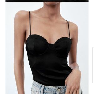 Zara Satin Corset Bodysuit