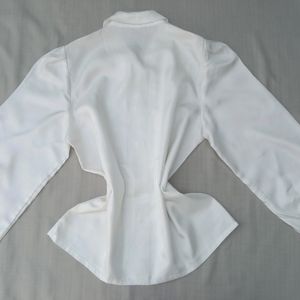 New Korean Trendy Puff Sleeves White Vest Shirt