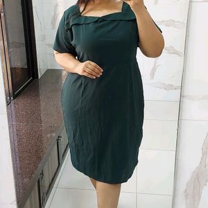 bottle green stright fit bodycon dress