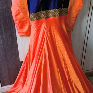 Heavy Embroidered Mulberry Silk Ethnic Gown