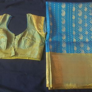 Kanjeevaram Silk Saree with Stiched Blouse