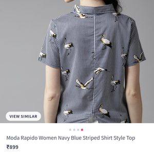 Women's Striped Bird Printed Tops & Tunics