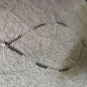 92.5 Silver Black Beads Chain