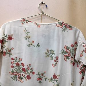 Pretty White Floral Printed Top (Women)