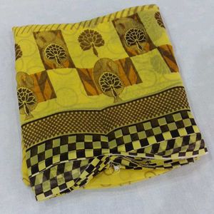 yellow colour daily wear saree