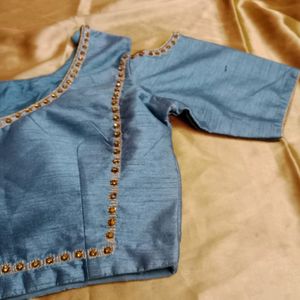 Blue  Zari Work  Blouse