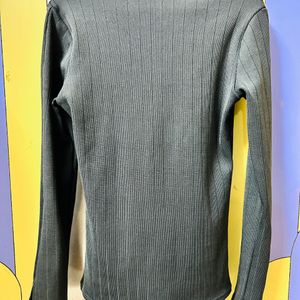 High Neck Body Fitted Charcoal Colour Top.