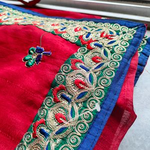 Red Heavy Border Design Saree