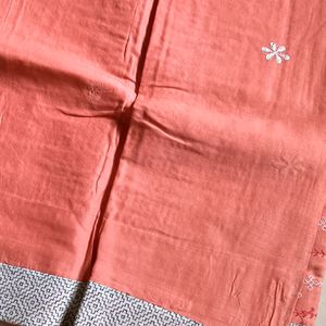 Peach Cotton Boutique Saree